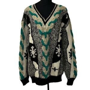 Novo Vintage Men’s V-neck  Wool Blend Pull over  Sweater(Size Large)